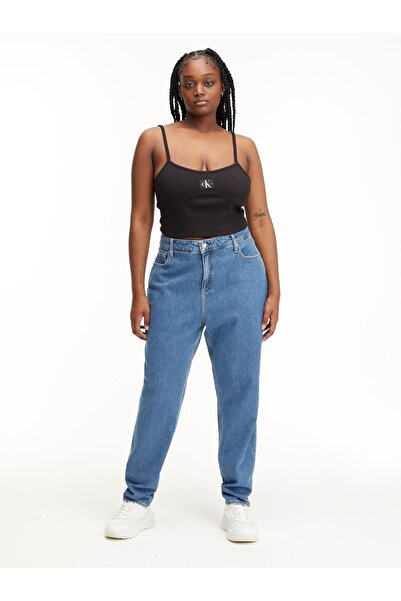 Calvin Klein Kadın Pamuklu Logolu Askılı Kolsuz Yazlık Siyah T-Shirt J20J221417-BEH