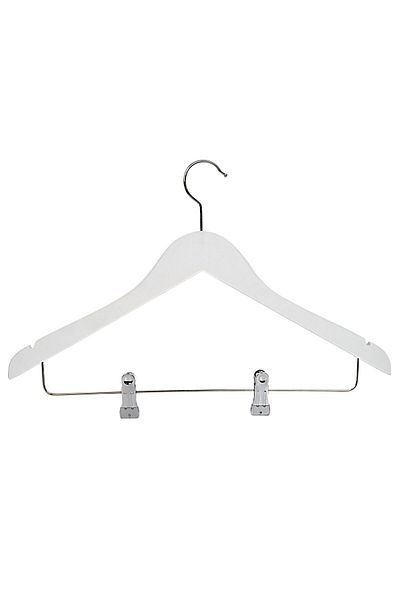 NYN Wooden Hanger Stylish Pegged Shirt Skirt Hanger White Color 4 Pieces