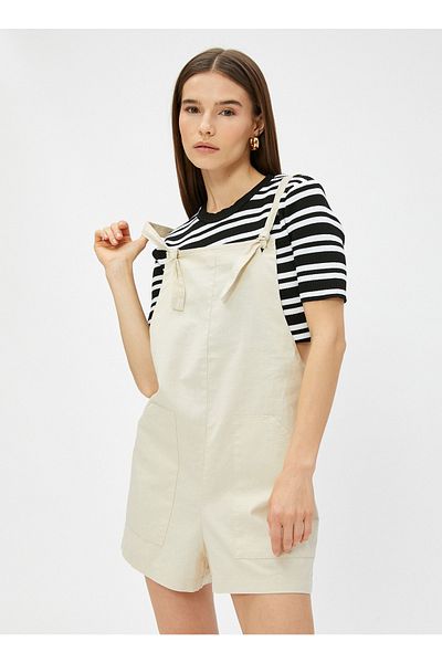 Koton Schlichter beigefarbener Damen-Overall 3SAK40166EW