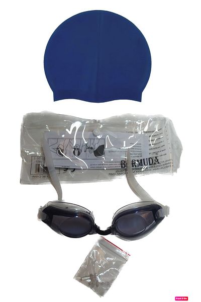 AVESSA Bermuda Silicone UV Protection Antifog Swimming Goggles (Suitable Over 12 Years Old) + Earplugs + Cap