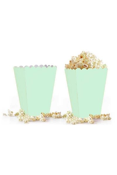 aşkın concept Macaron Color Green Corn Box 8-Piece Popcorn Cup Party