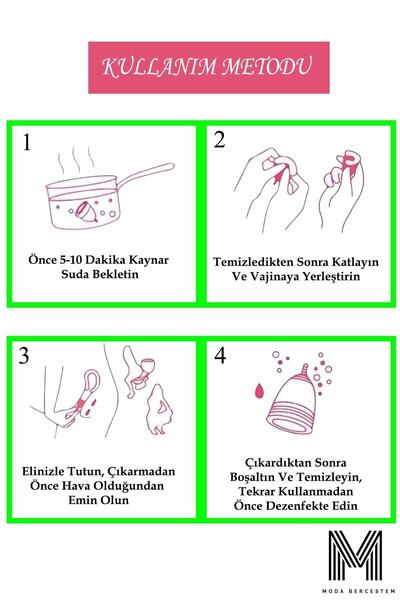 jawlinster Adet Kabı Regl Kabı Menstrual Cup Large Beden Beyaz Medikal Sınıf Silikon Adet Kabı