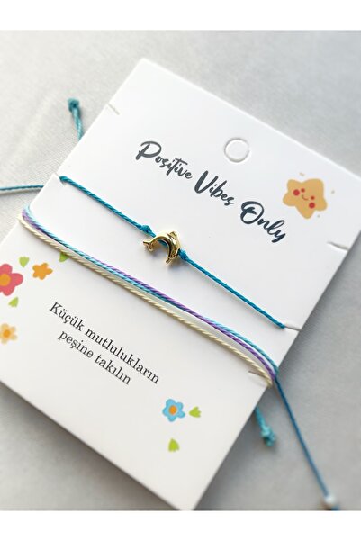 Atölye Merdiven مجموعة من سوارين رفيعين من الحد الأدنى، سوار السمكة الزرقاء