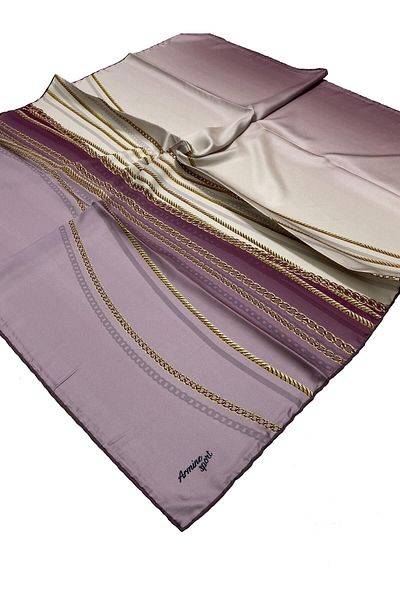 Armine Sport twill (tivil) Μοτίβο αλυσίδας Νοσταλγίας Κασκόλ Ροζ Κρεμ Χρυσό