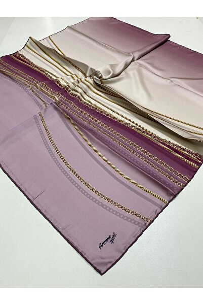 Armine Sport twill (tivil) Nostalji Zincir Desen Eşarp Pembe Krem Gold