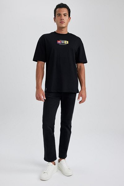 DeFacto Μπλουζάκι Comfort Fit Crew λαιμόκοψη με στάμπα κοντομάνικο T-shirt A6896ax23sm