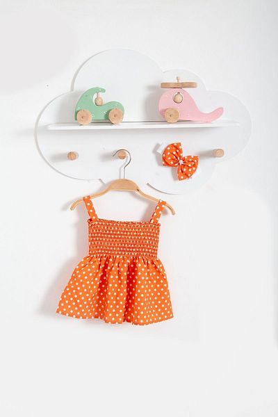 Bubito Polka Dot Bandana Summer Baby Dress-Orange