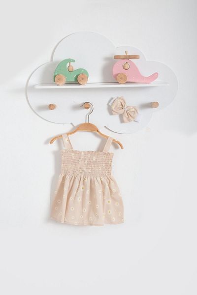 Bubito Daisy Visual Bandana Summer Baby Dress-Beige