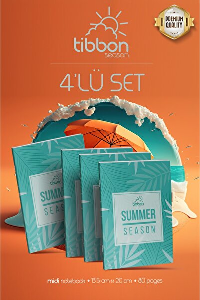 Tibbon Summer Season Midi Defter Dikişli 4'lü Set 62