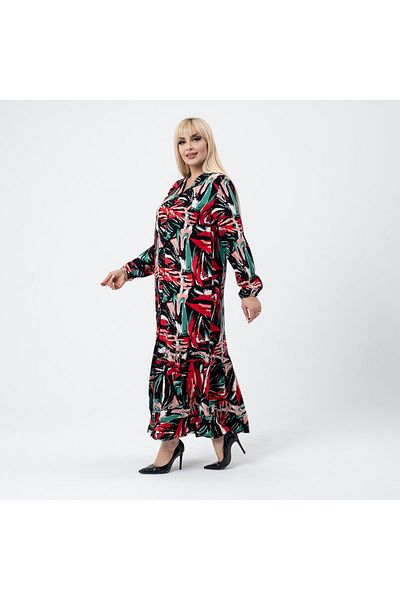 PALSİS WOMEN'S LARGE SIZE PATTERNED SHIRT DRESS