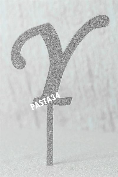 Pasta34 Ασημί γράμμα πλεξιγκλάς που δεν χυθεί 5 εκ. Ασημί Y