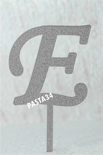 Pasta34 Ασημί γράμμα πλεξιγκλάς που δεν χυθεί 5 εκ. Ασημί Ε