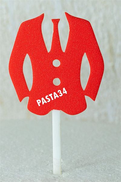 Pasta34 Στολίδι ζαχαροπλαστικής από ασημί πλεξιγκλάς Κόκκινο γαμπρό