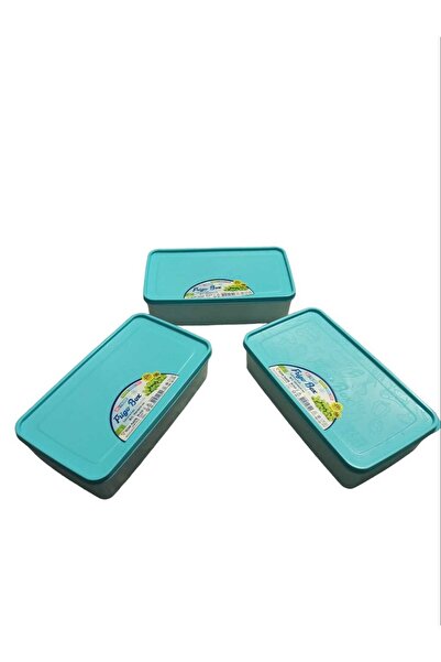 Üçsan 2 L Mavi Üçlü Frigo Saklama Kabı Seti , Üçlü No Frost Saklama Kabı Seti ( 26,5x15,5x7 Cm)