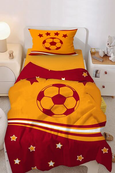 Bebişim Halı Fan Yellow Red Star Ball Patterned Single Baby Kids Bedding Set