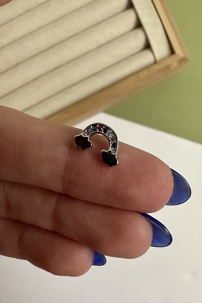 ringbox Silver Color Surgical Steel Zircon Stone Rainbow Piercing Tragus Helix Cartilage