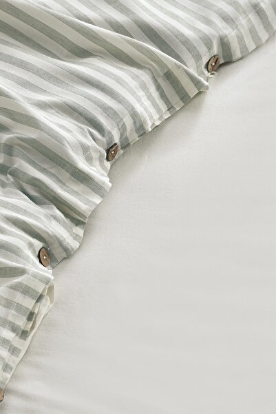 Berolige Easy Boho Green Double Washed Yarn Paint Duvet Cover Set