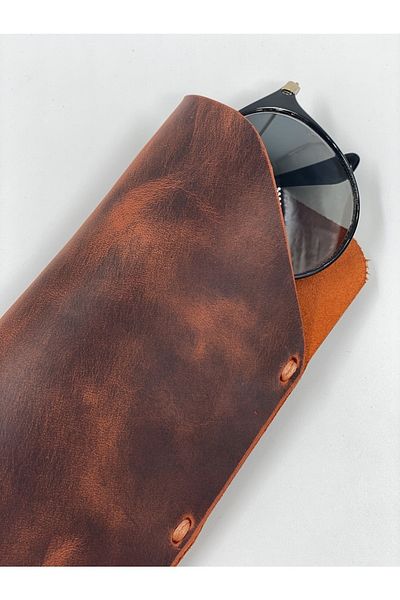 MAT Deri Rayban Glasses Container with Effect Genuine Leather Handmade Slim Reading Glasses Case