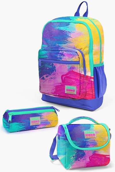 Coral High Kids Colorful Airbrush Patterned Patterned 3-Piece School Bag Set SET0123738