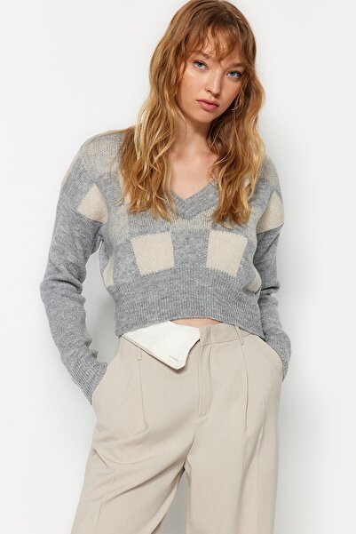 Trendyol Collection Γκρι πουλόβερ με απαλή υφή TWOAW21KZ0174