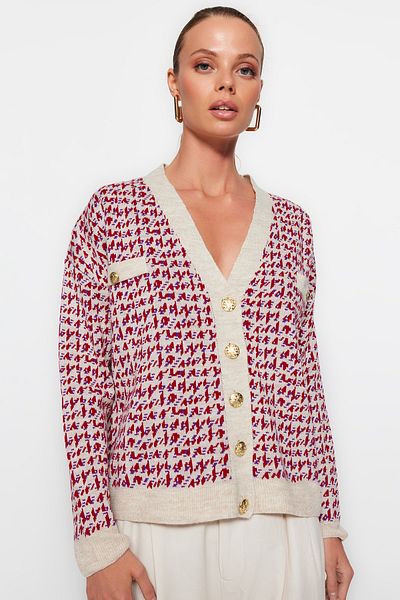 Trendyol Collection Széles bézs kötöttáru kardigán - TWOAW22HI0268