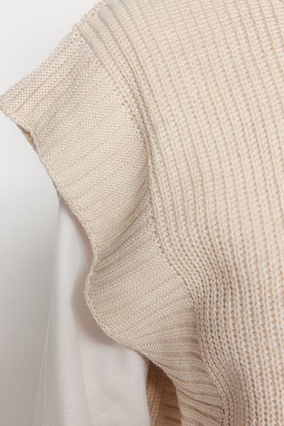 Trendyol Collection Kurzer Pullover mit Rundhalsausschnitt in Steinfarbe - TWOAW24SV00005