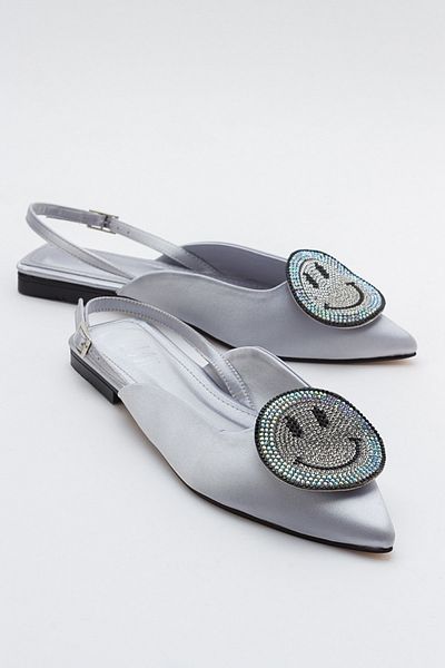 LuviShoes Balerini de damă GEVEL din satin argintiu