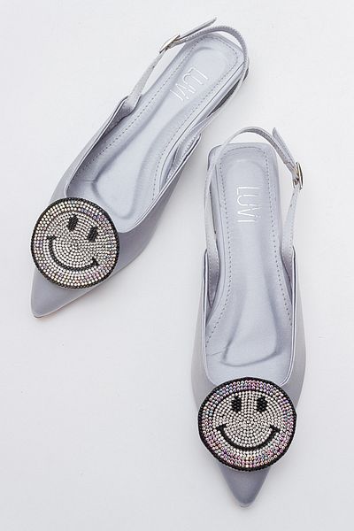 LuviShoes Balerini de damă GEVEL din satin argintiu