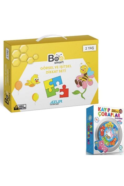 Azur Yayıncılık Bee Smart 2 Years Old Visual and Auditory Attention Strengthening Set - Circle Toys Loss Socks Matching