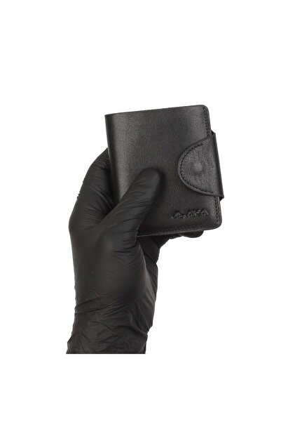 Aka Deri AKA DERİ 057 100% GENUINE LEATHER MEN'S CARD HOLDER-WALLET PLAIN BLACK