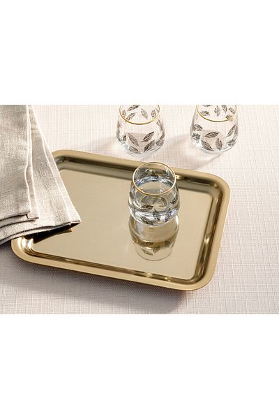English Home Shiny Metal Tray 22x16 Cm Gold