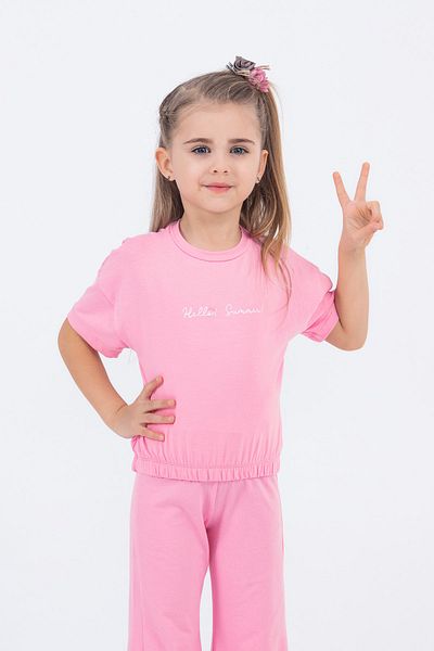 Harika KIDS Καλοκαιρινό κοστούμι με κοντό μανίκι κοριτσίστικο ίσιο κροπ μοντέλο