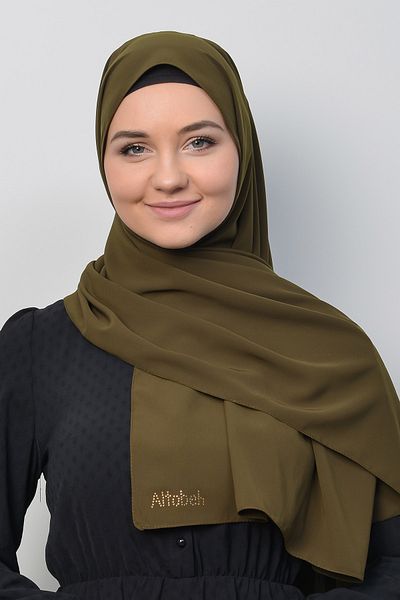 Altobeh Medina Silk Straight Hijab Shawl-khaki