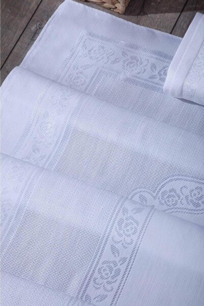 sarra Білий набір з 3-х шовних килимків з мереживом