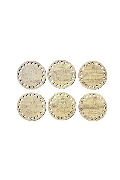 aladepo قواعد أكواب خشب بلوط فاتح (6 قطع)