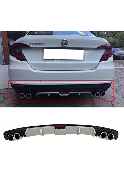 MKG Otomotiv Fiat Egea Gri Difüzör 4 Krom Egzoz Görünümlü Difizör Arka Ek Body Kit