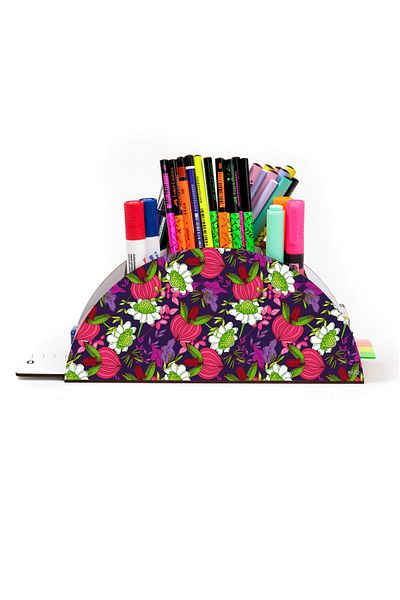 kutuTR Pattern Series Rainbow Ruled Desktop Pen Holder Organizer Assembled Boxed