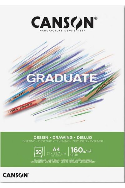 Canson White Graduate Dessin 30 Sheets A4 160 Grams Drawing Block