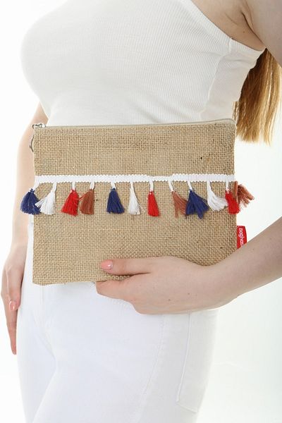 Serkan Çanta Bez Çanta Atölyesi Jute Clutch Cloth Bag