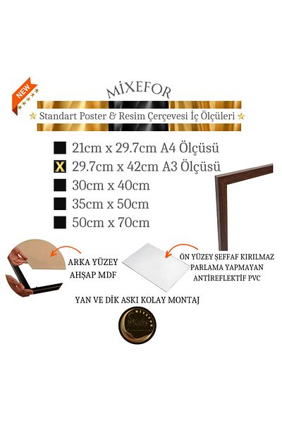 mixefor BLANK FRAME IN A3 SIZES -DIPLOMA PHOTO PICTURE FRAME COLOR BROWN FRONT SURFACE ANTIREFLECTIVE