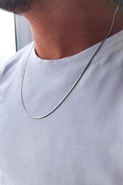 UBUH SHOP İtalyan İnce Ezme Boru Yılan Zincir Unisex Çelik Kolye