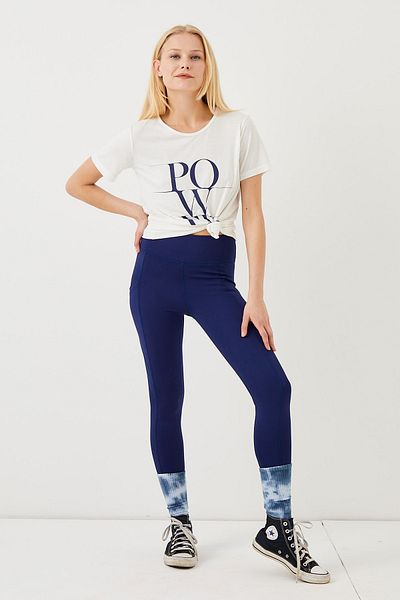 ENNA MODA Îmbrăcăminte sportivă fără cusături (fără cusături) Colanți sport cu buzunare și tricou combinat cu slogan pentru yoga și pilates Set de 2