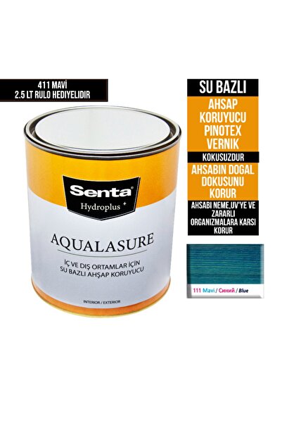 Senta AquaLasure Su Bazlı Ahşap Koruyucu Vernik 2.5 LT 411 MAVİ