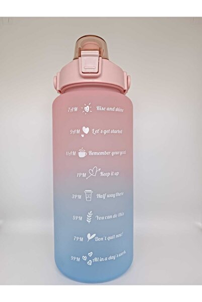 YAMUYİ زجاجة مياه تحفيزية سعة 2 لتر، وردي، أزرق