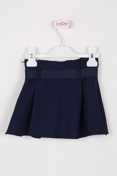 incity Girl's Navy Blue Skirt with Belt Detail