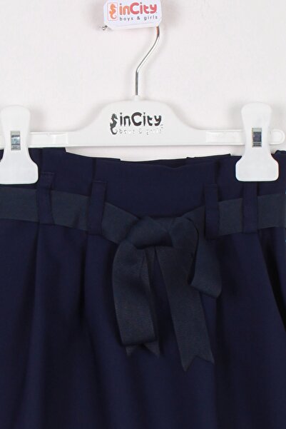 incity Girl's Navy Blue Skirt with Belt Detail