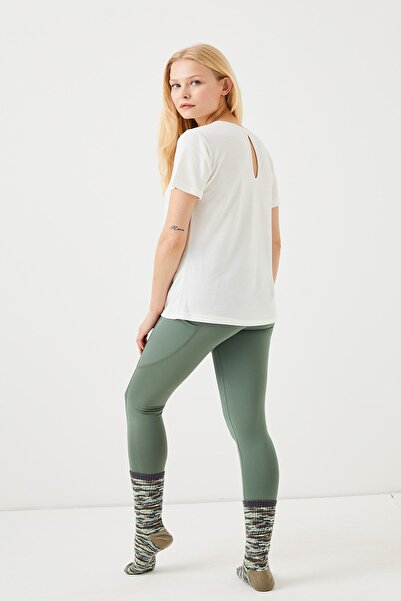 ENNA MODA Cepli Dikişsiz (seamless) Activewear Sport Tayt Ve Yoga & Pilates Kombin Slogan T-shirt 2li Set