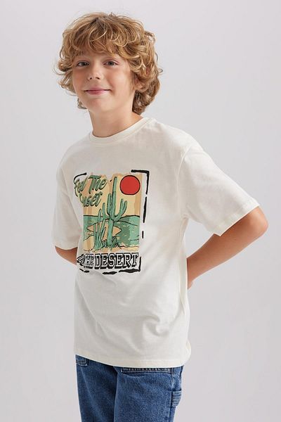 DeFacto Boy's Oversize Fit Crew Neck Printed Short Sleeve T-Shirt A7541a823sm