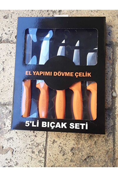 YILMAZKARA HIRDAVAT El Yapımı Dövme Çelik 5'li Bıçak Seti ( et doğrama bıçağı...