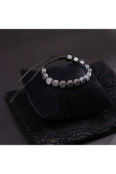 MYTAKIAĞACIMFH Hematite Stone (HALTIGEN) Natural Stone Bracelet Macrame Knitted Adjustable